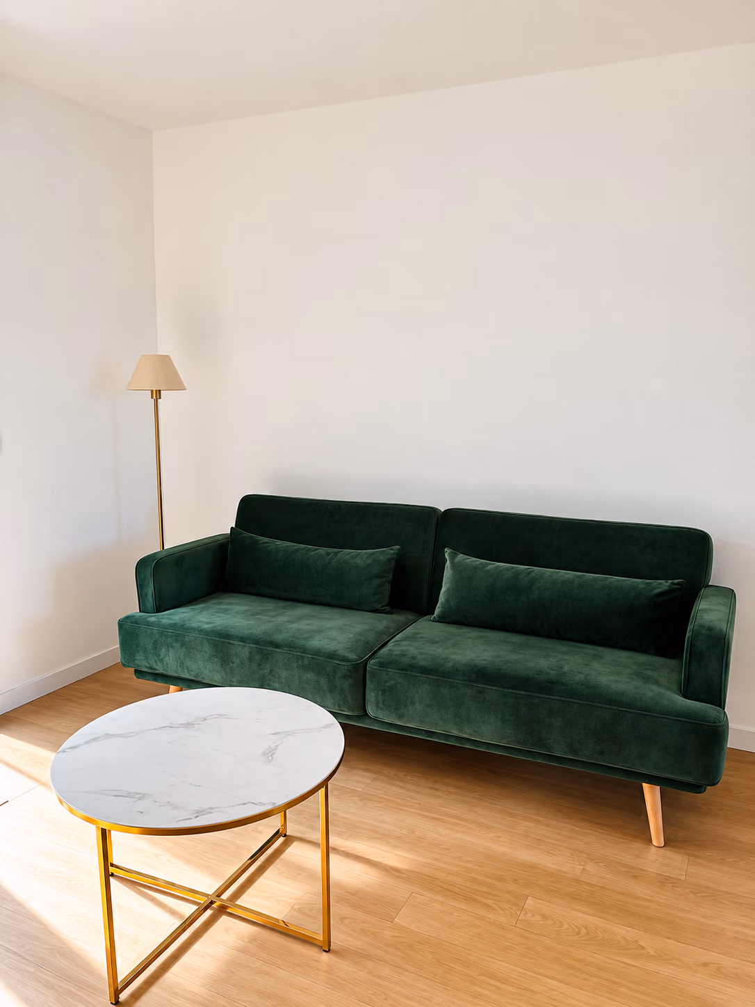 Canapé vert dans le salon